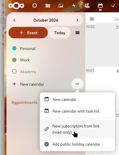 Add calendar