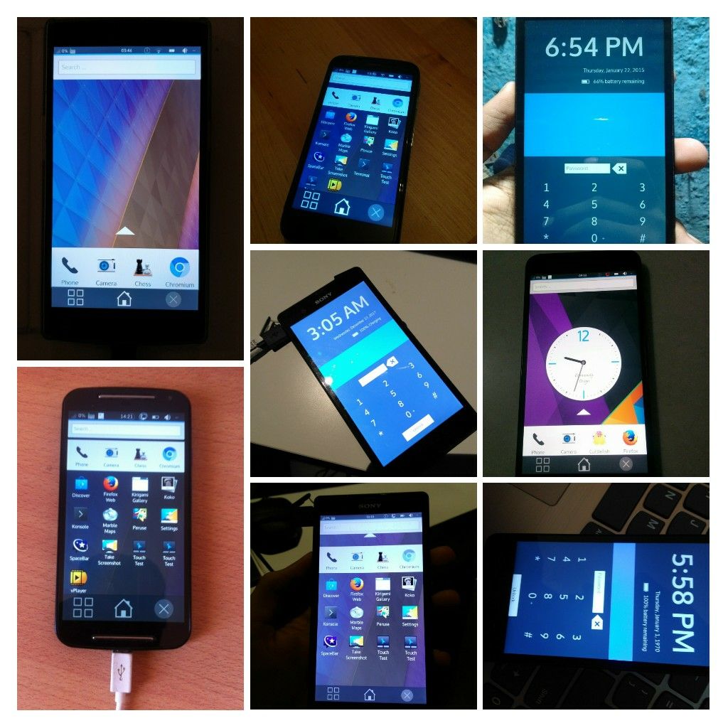 Various devices running Plasma Mobile